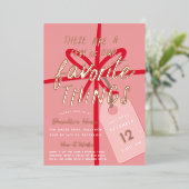 feestelijke verpakking | Vakantie Favoriete Dingen Folie Uitnodiging (Staand Voorkant)