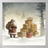 Feestelijke Verrukking: Afro-Amerikaanse Kerstman Poster (Voorkant)