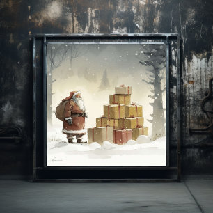 Feestelijke Verrukking: Afro-Amerikaanse Kerstman Poster