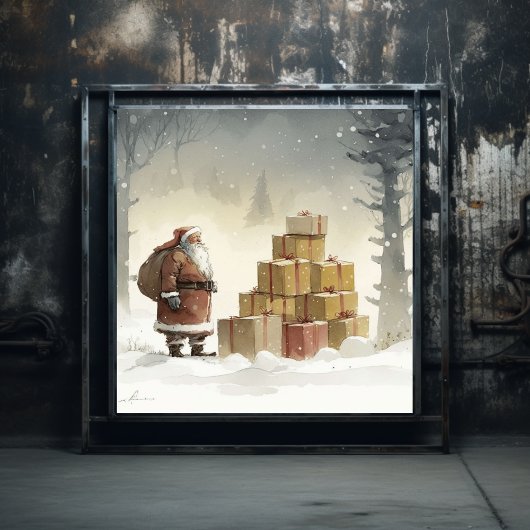 Feestelijke Verrukking: Afro-Amerikaanse Kerstman Poster