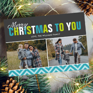 Feestelijke Vette Kleurrijke Letters Kerstmis Foto Feestdagenkaart