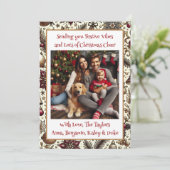 Feestelijke vibes en kerst juichen familiefoto feestdagenkaart (Staand voorkant)