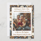 Feestelijke vibes en kerst juichen familiefoto feestdagenkaart (Voorkant)