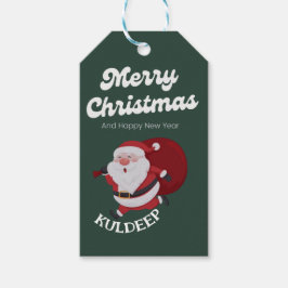 Feestelijke vibes: kerst en nieuwjaar juichen cadeaulabel