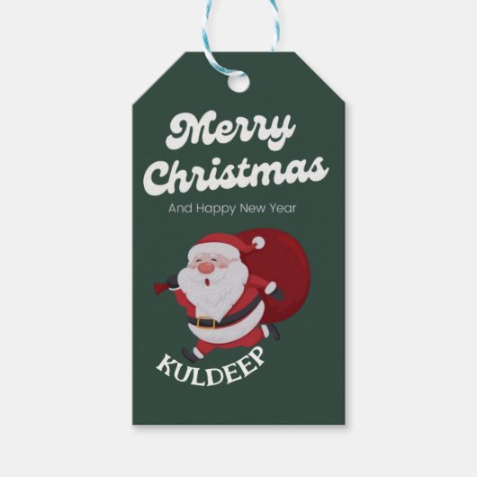 Feestelijke vibes: kerst en nieuwjaar juichen cadeaulabel (Voorkant)