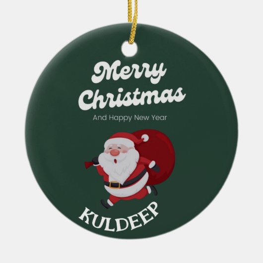 Feestelijke vibes: kerst en nieuwjaar juichen keramisch ornament (Voorkant)