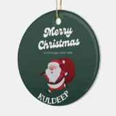 Feestelijke vibes: kerst en nieuwjaar juichen keramisch ornament (Links)