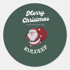 Feestelijke vibes: kerst en nieuwjaar juichen ronde sticker