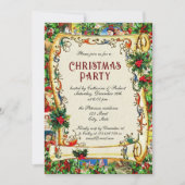 Feestelijke Victoriaans Kerstfeest Scroll Kaart (Voorkant)