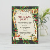 Feestelijke  Victoriaans Kerstfeest Scroll Kaart (Staand voorkant)