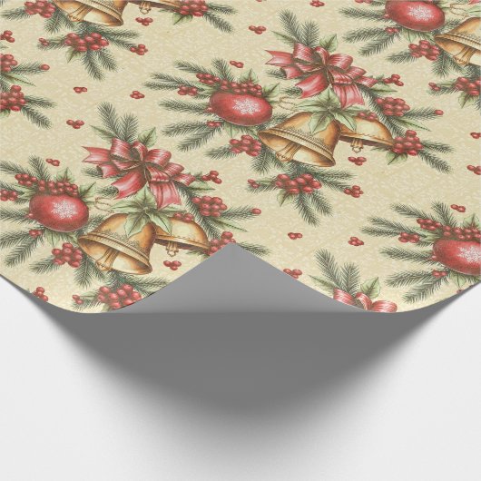 Feestelijke Victoriaans kerstklokken Bogen Cadeaupapier (Hoek)