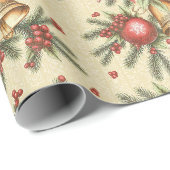 Feestelijke Victoriaans kerstklokken Bogen Cadeaupapier (Rol Hoek)