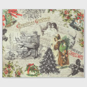 Feestelijke  Victoriaans Kerstman Cadeaupapier (Vlak)