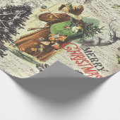 Feestelijke  Victoriaans Kerstman Cadeaupapier (Hoek)