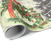 Feestelijke  Victoriaans Kerstman Cadeaupapier (Rol Hoek)