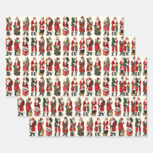Feestelijke  Victoriaans Kerstman Cutouts Inpakpapier Vel