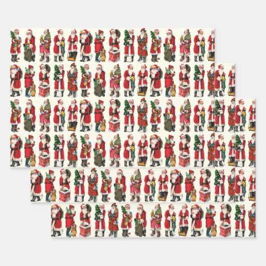 Feestelijke Victoriaans Kerstman Cutouts Inpakpapier Vel (Set)