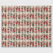 Feestelijke  Victoriaans Kerstman Patroon Cadeaupapier (Vlak)