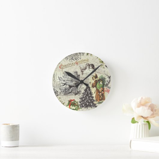 Feestelijke  Victoriaans Kerstman Ronde Klok (Huis)