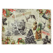 Feestelijke  Victoriaans Kerstman Script Groot Cadeauzakje (Achterkant)