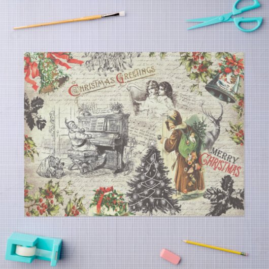 Feestelijke  Victoriaans Kerstman Tissuepapier (Craft)