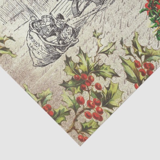 Feestelijke  Victoriaans Kerstman Tissuepapier (Detail)