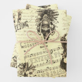 Feestelijke  Victoriaans Kerstmis Beige Inpakpapier Vel (In situ)