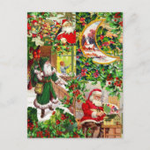 Feestelijke  Victoriaans Kerstmis Kerstman Bericht Briefkaart (Voorkant)