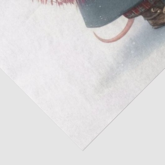 Feestelijke Victoriaans Kerstmuis Gift Decoupage Tissuepapier (Detail)