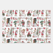 Feestelijke Victoriaans Kinderen Kerst Kaart Colla Inpakpapier Vel (Voorkant 2)