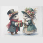 Feestelijke Victoriaanse Kerstmis Muis Cadeau Deco Tissuepapier (Voorkant)