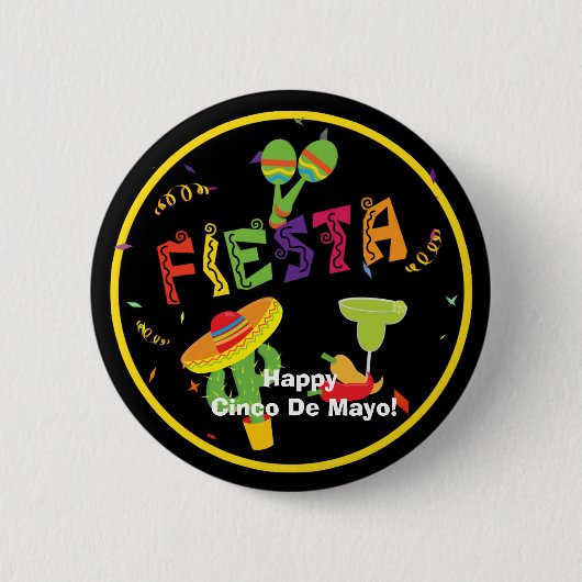 Feestelijke viering Cinco De Mayo-feest Pin KNOP Ronde Button 5,7 Cm (Voorkant)
