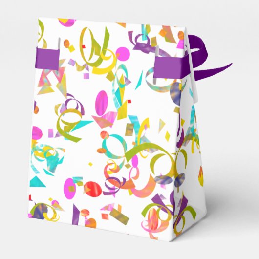 Feestelijke viering Kleurrijke Confetti Over Wit Bedankdoosjes (Achterkant)