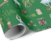 Feestelijke Vintage De Notenkraker Vrolijk Kerstfe Cadeaupapier (Rol Hoek)