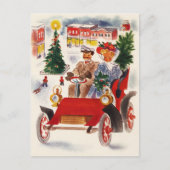 feestelijke vintage kerst auto feestdagenkaart (Voorkant)