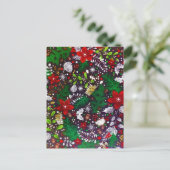 Feestelijke Vintage Kerst Botanisch Bos  Feestdagenkaart (Staand voorkant)