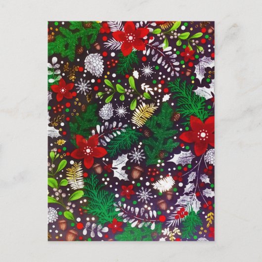 Feestelijke Vintage Kerst Botanisch Bos  Feestdagenkaart (Voorkant)