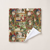Feestelijke Vintage Kerst Ephemera Collage-Gold Bad Handdoek (Wasdoekje)