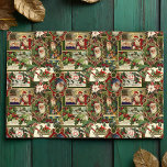 Feestelijke Vintage Kerst Ephemera Collage-Green Tissuepapier<br><div class="desc">Leuk,  feestelijk,  kleurrijk en ingewikkeld vakantiepatroon met vrolijke oude wereld kerst efemera van Victoriaans-era wenskaarten,  waaronder Santas in  lijsten,  hulst,  maretak,  sledes,  winterscènes,  vrolijke kinderen en vrolijke kerstgroeten op groene achtergrond.</div>