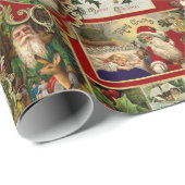 Feestelijke Vintage Kerst Ephemera Collage-Red Cadeaupapier (Rol Hoek)