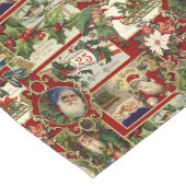 Feestelijke Vintage Kerst Ephemera Collage-Red Lange Tafelloper (Hoek)