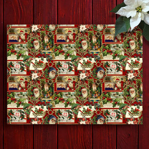 Feestelijke Vintage Kerst Ephemera Collage-Red Tissuepapier