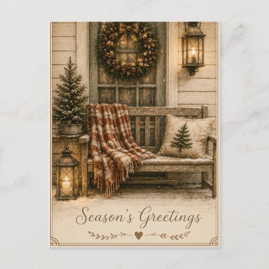 Feestelijke Vintage Kerst Kaart (Voorkant)
