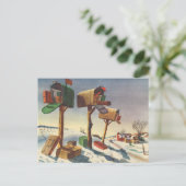 Feestelijke vintage kerst mailboxen feestdagenkaart (Staand voorkant)