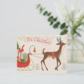 feestelijke vintage kerst rendieren feestdagenkaart (Staand voorkant)