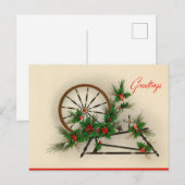 feestelijke vintage kerst spinnewiel briefkaart (Voorkant / Achterkant)