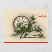 feestelijke vintage kerst spinnewiel briefkaart (Voorkant)