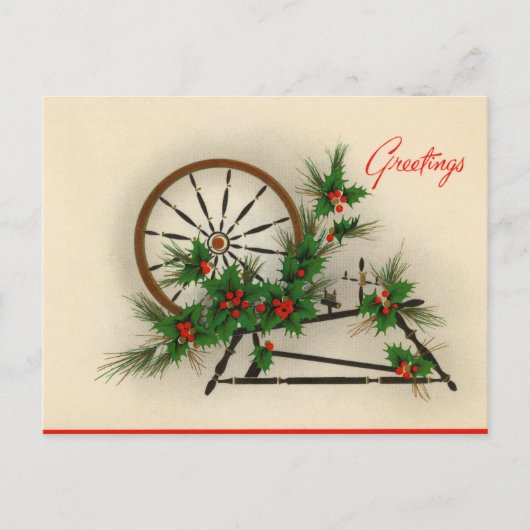 feestelijke vintage kerst spinnewiel briefkaart (Voorkant)