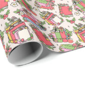 Feestelijke vintage kerstboeken cadeaupapier (Rol Hoek)