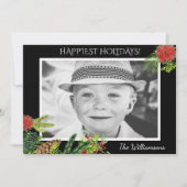 Feestelijke vintage kerstbotanicals vakantiefoto feestdagenkaart (Voorkant)